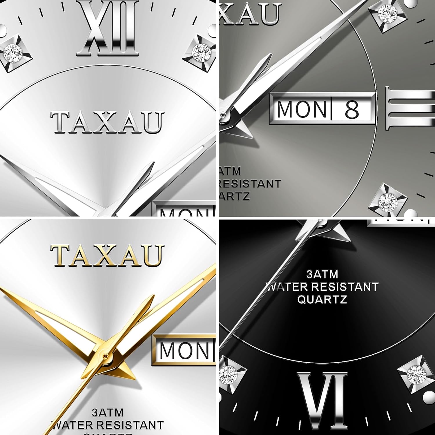 Thumbnail 5 de Taxau Herrenuhr aus Edelstahl mit Quarzwerk, wasserdicht & Multifunktion