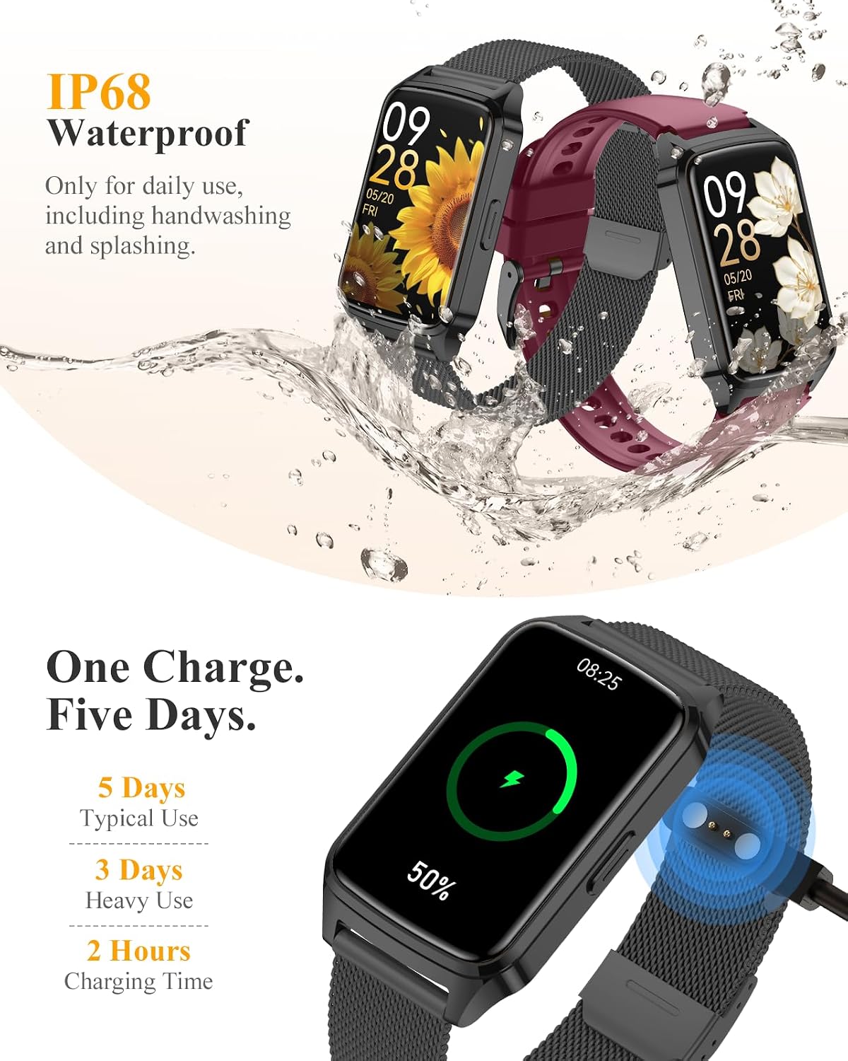 Detalle de paybay Fitness Tracker Watch (IP68) with Step Counter, Sleep Monitor & 110+ Sports