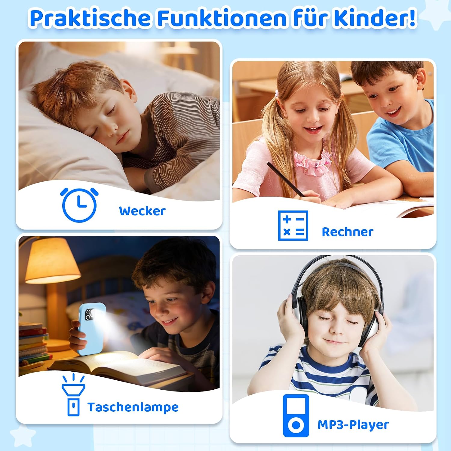 Thumbnail 6 de CHAKEYAKE Kinder Handy 4G Ohne Vertrag – Blau, Lernfunktionen, Dual Kamera, 3–9 Jahre