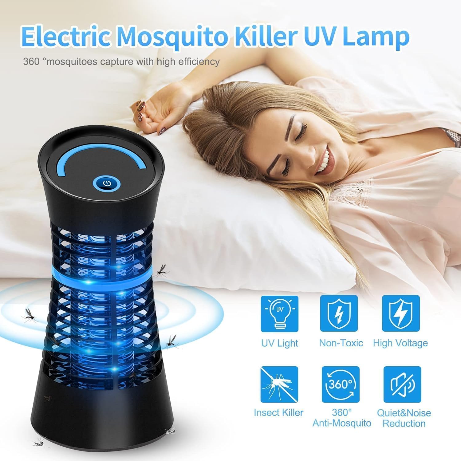 Thumbnail 2 de Regevo Elektrischer Insektenvernichter 1000V, 4W – UV-Licht, 360° Mückenlampe, leiser Innenbereichschutz