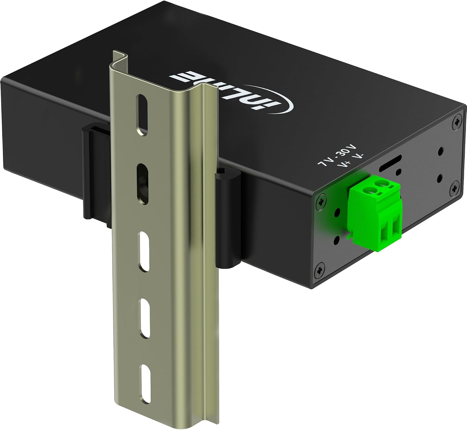 Detalle 2 de InLine 35396A – przemysłowy koncentrator USB 3.2 Gen.1, 4 porty, obudowa aluminiowa