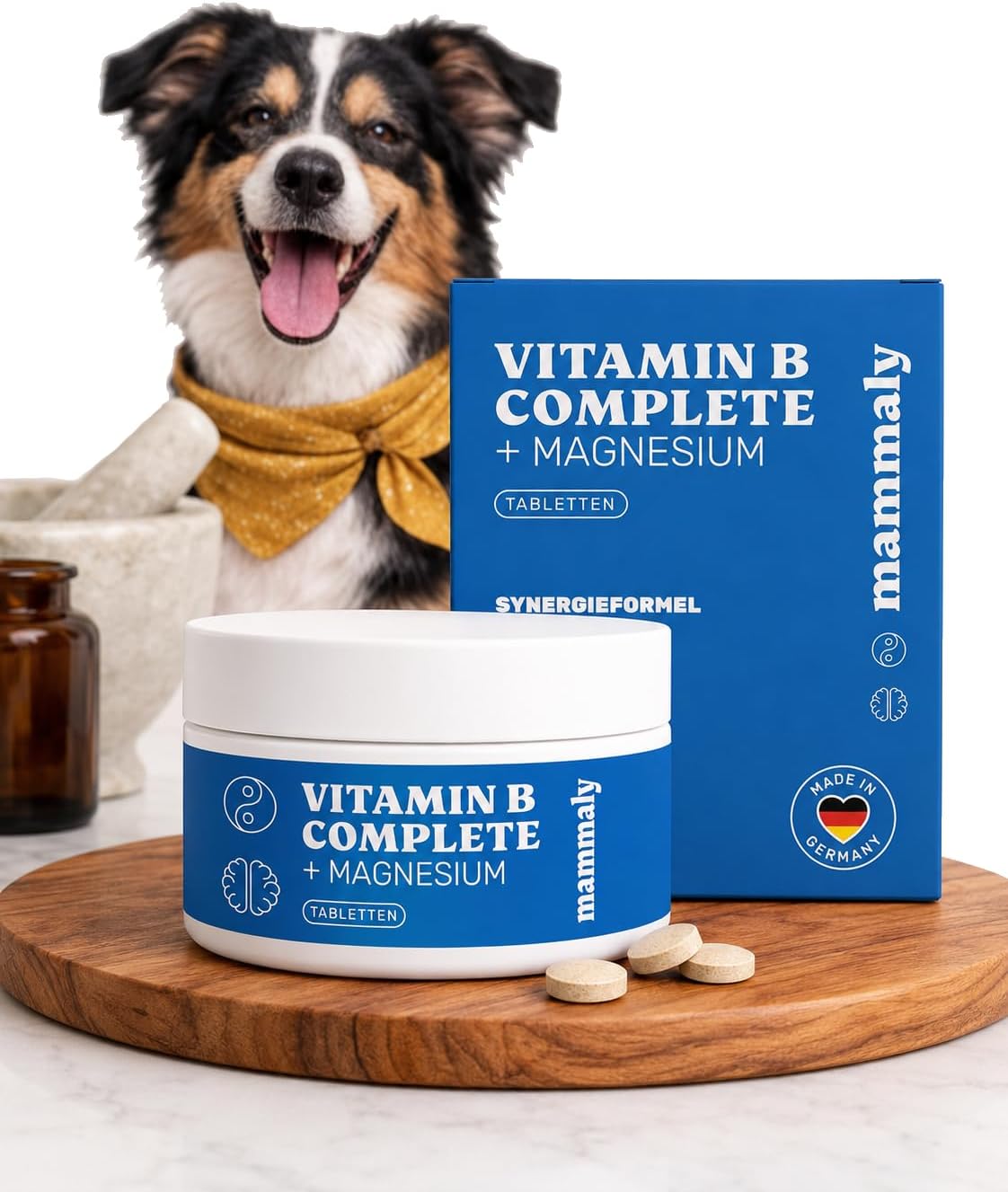 Detalle de mammaly Vitamin B Komplex für Hunde mit Magnesium – Unterstützung für Nerven, Energie, Haut und Fell