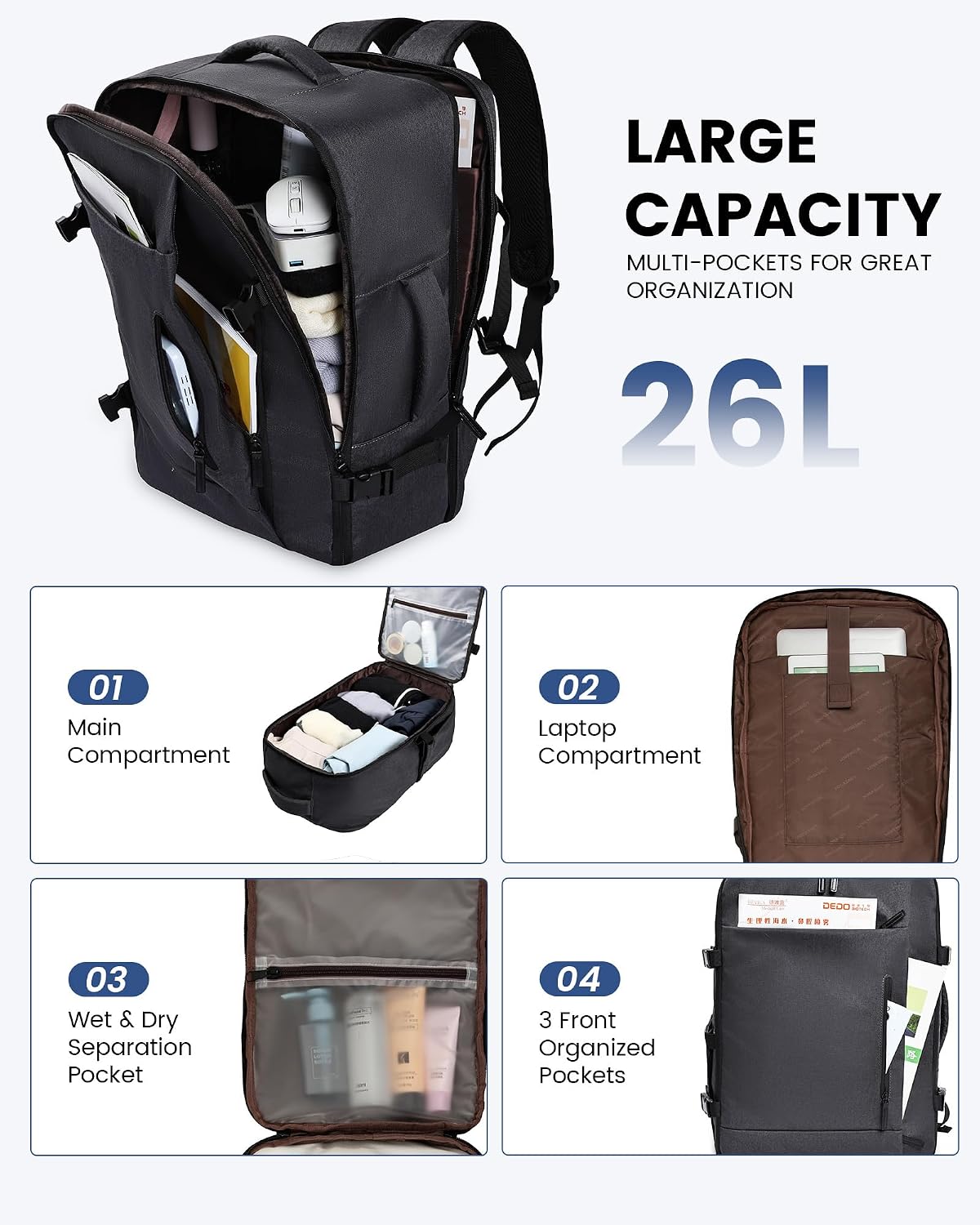 Thumbnail 2 de LOVEVOOK Handgepäck Rucksack 45x36x20