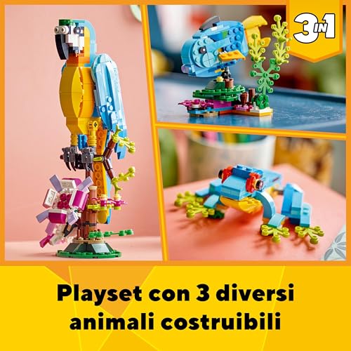 Detalle de LEGO Creator 31136 Pappagallo Esotico 3-in-1: pesce, rana e pappagallo per bambini dai 7 anni