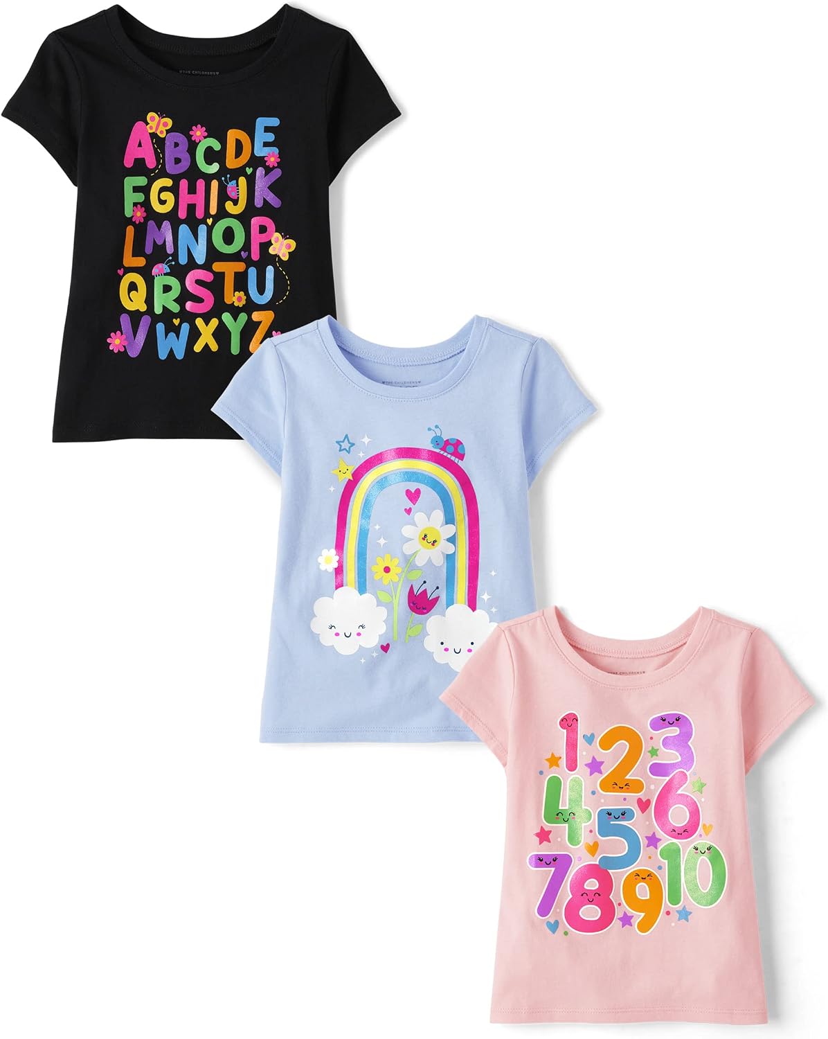 Detalle de The Children's Place Baby-Girls & Toddler 3-Pack Graphic T-Shirts, Cotton-Poly Jersey
