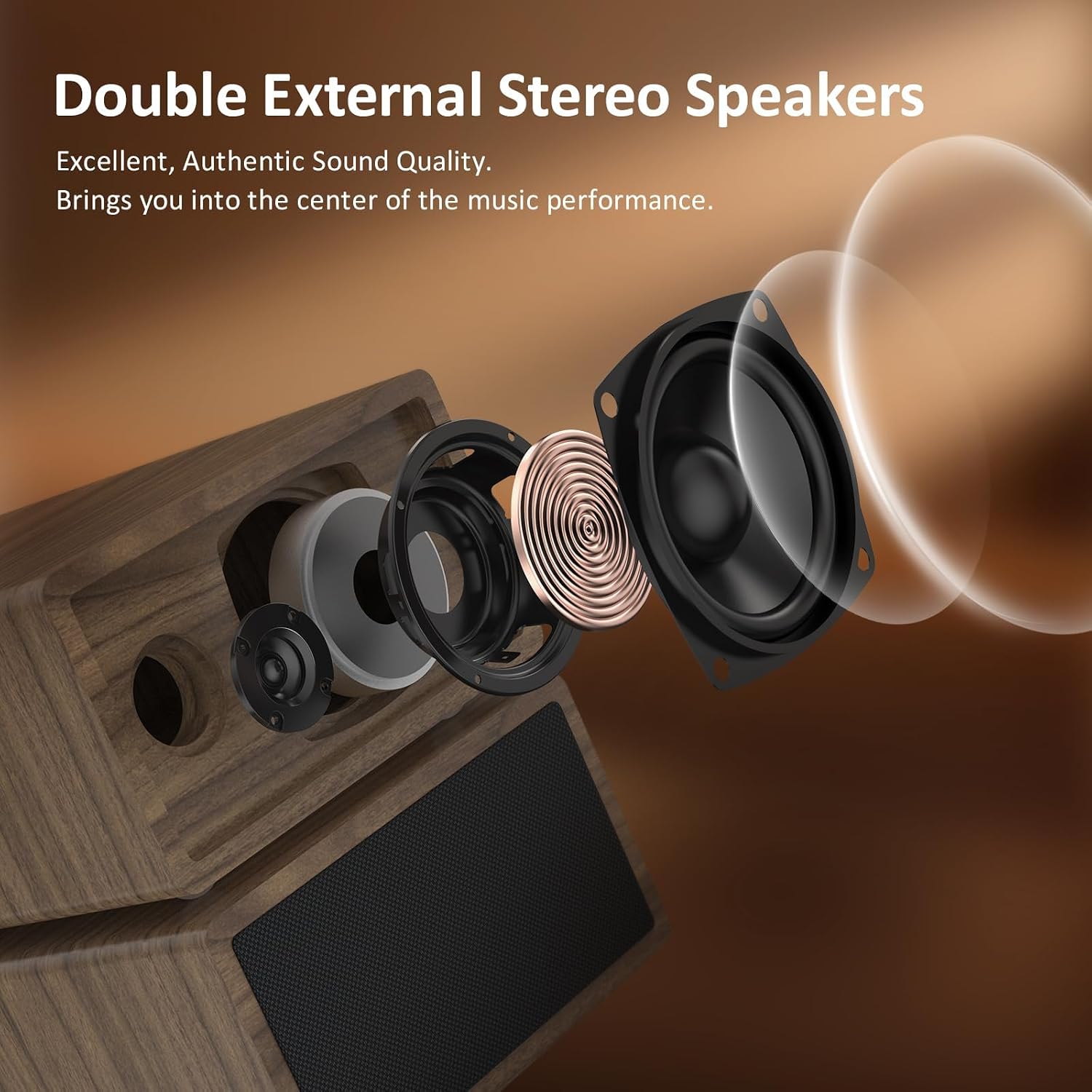 Detalle 2 de RetroAudio Belt-Drive Record Player with Bluetooth, 3 Speeds and Dual Speakers