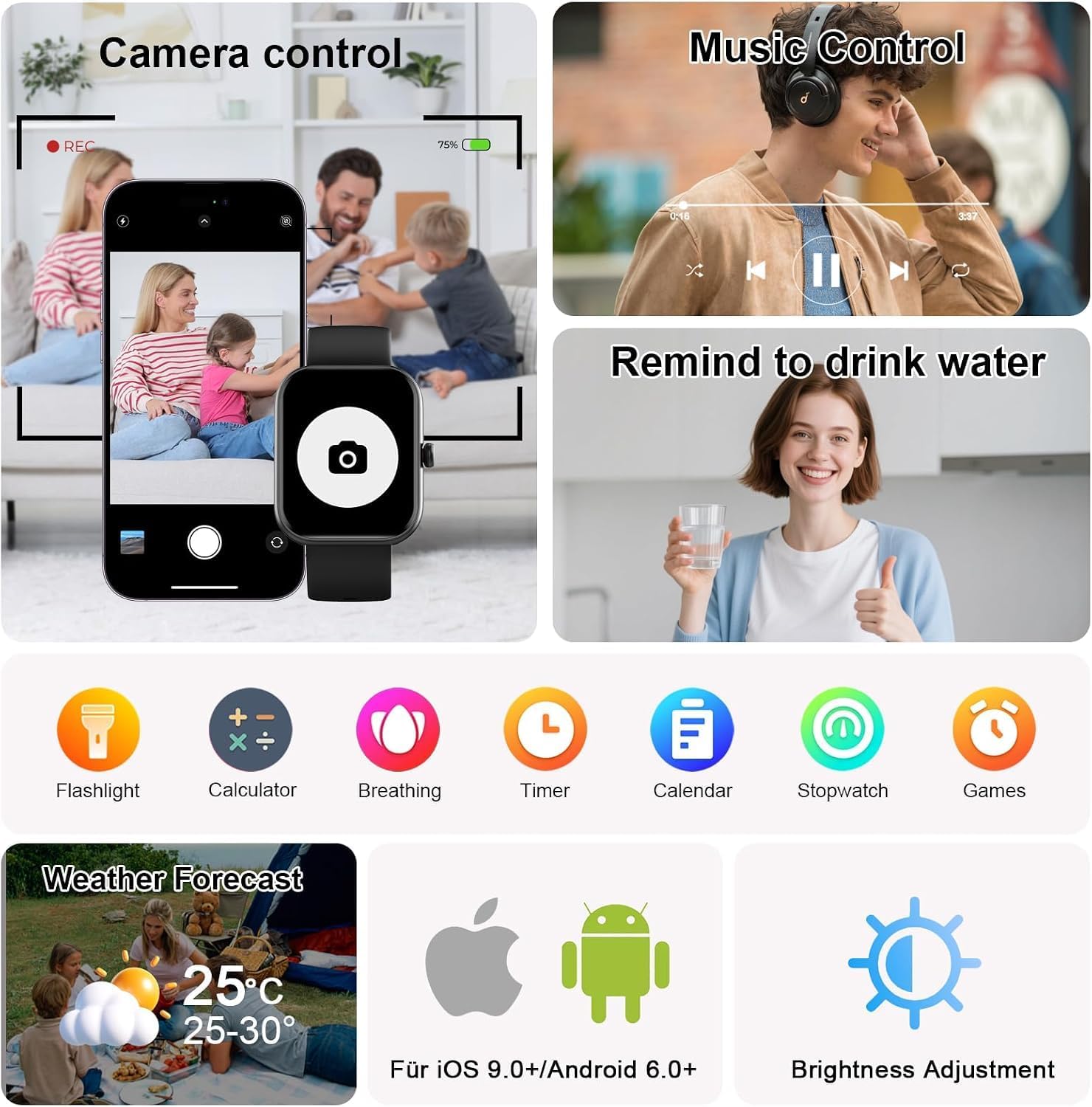 Thumbnail 5 de uaue Smart Watch Alexa Built-in 1.91" HD — 100+ sports modes, IP68, Bluetooth calling