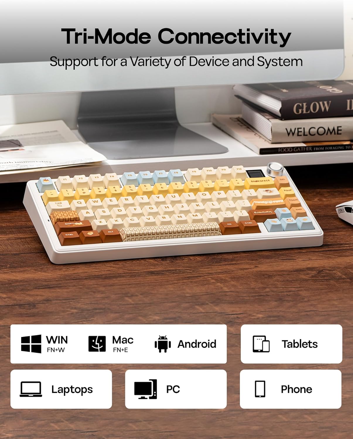 Detalle de EPOMAKER X Aula F75 Max : clavier mécanique sans fil 75% QWERTY avec écran TFT et RVB, switches Caramel/Reaper