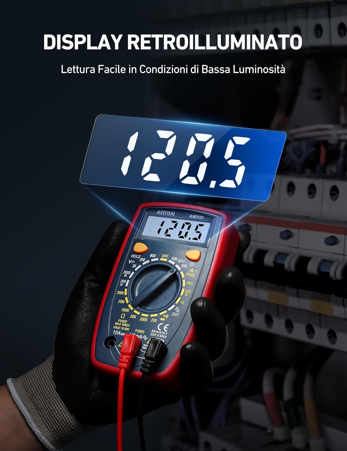 Thumbnail 6 de AstroAI Tester Elettricista 2000 Conteggi, Multimetro Digitale professionale per test di tensione, resistenza e continuità
