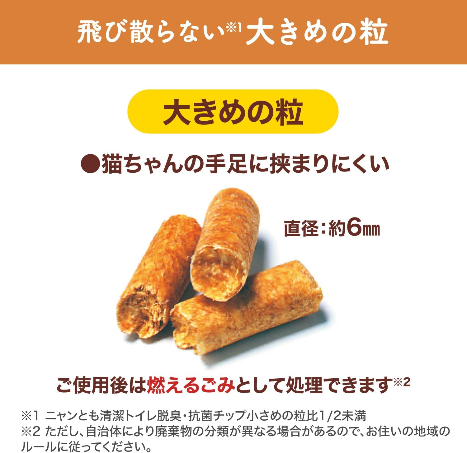 Detalle de ニャンとも清潔トイレ 脱臭・抗菌チップ 大きめの粒 木質タイプ 4.5L×4個