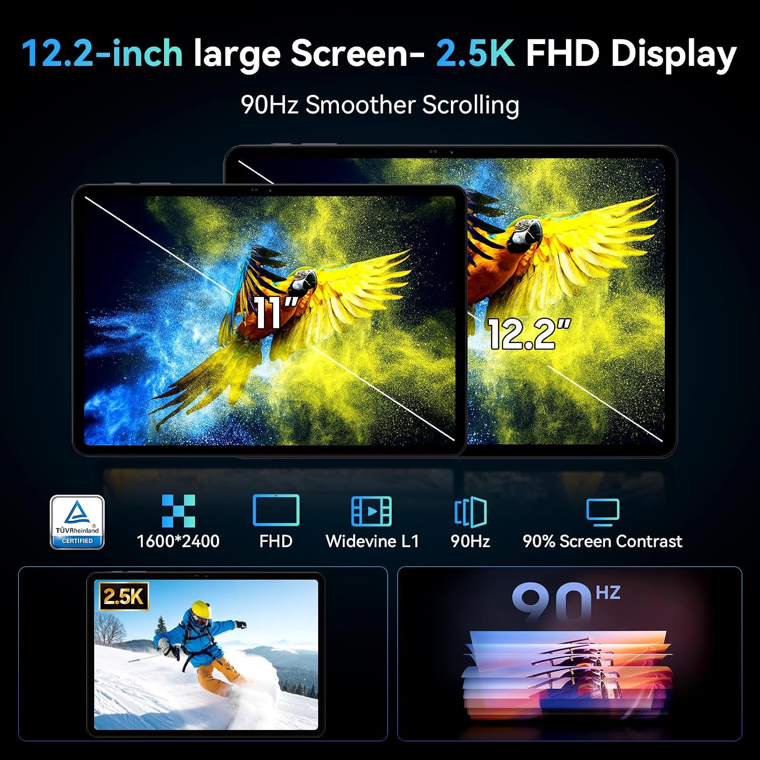 Thumbnail 2 de Latest Android 16 Tablet 12 Inch with Keyboard Work & Study Bundle: T60 (24GB RAM, 256GB ROM)