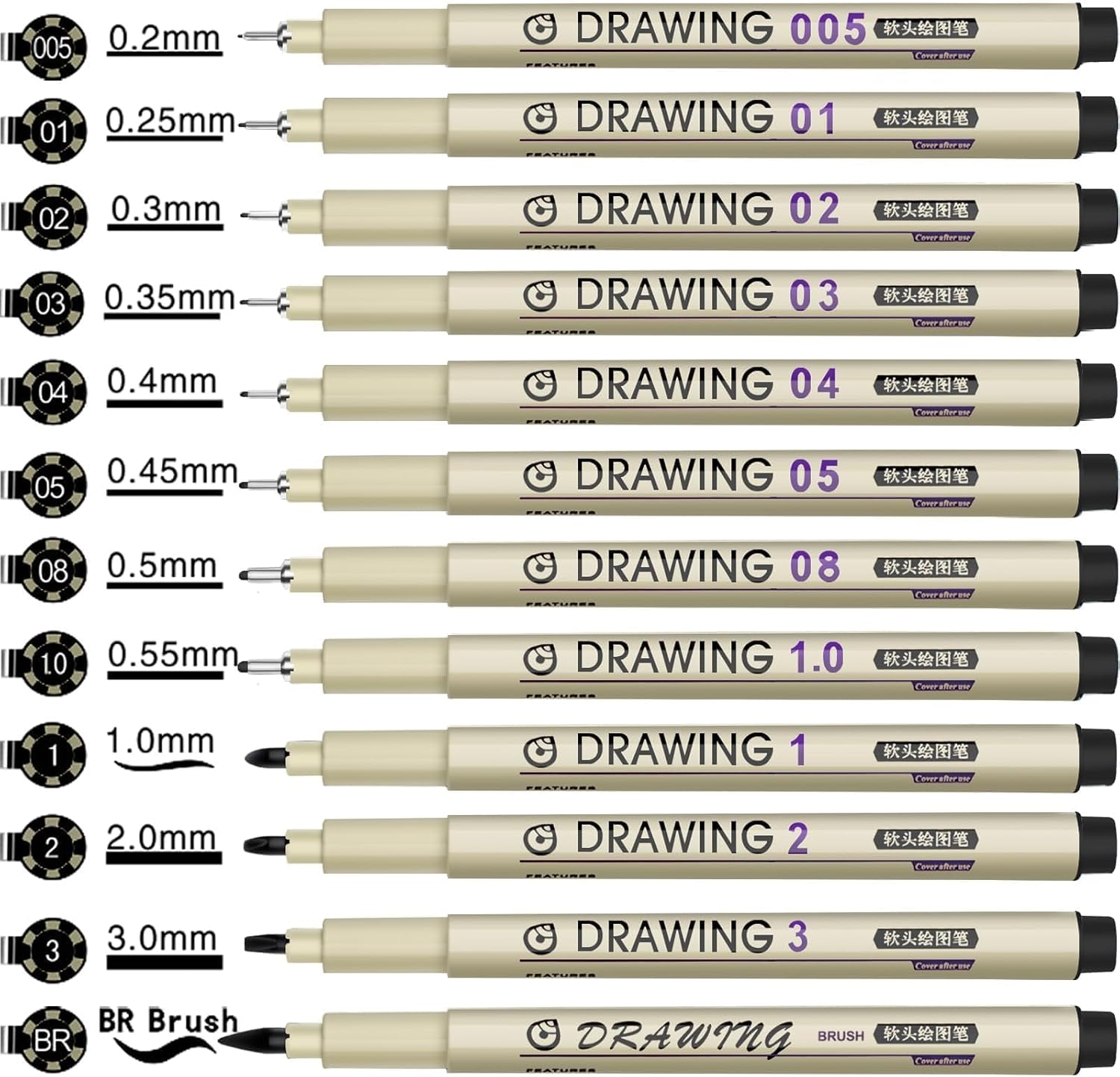 Thumbnail 1 de Muchcute Micro Fineliner 12-pack black fineliners 🎨