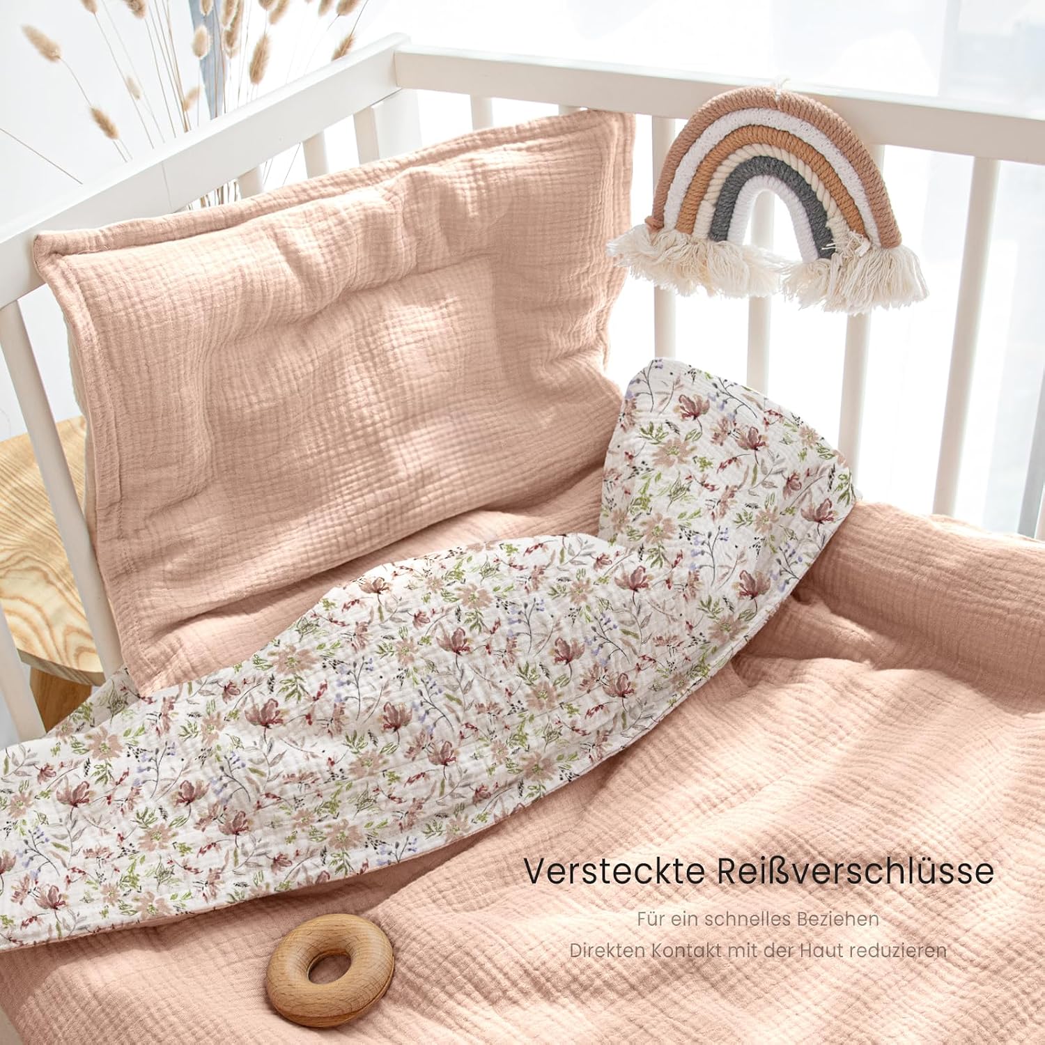 Detalle 2 de lulumoon Kinderbettwäsche 100x135 mit Kissenbezug 40x60 – Jersey, Oeko-Tex Baumwolle für Kleinkinder