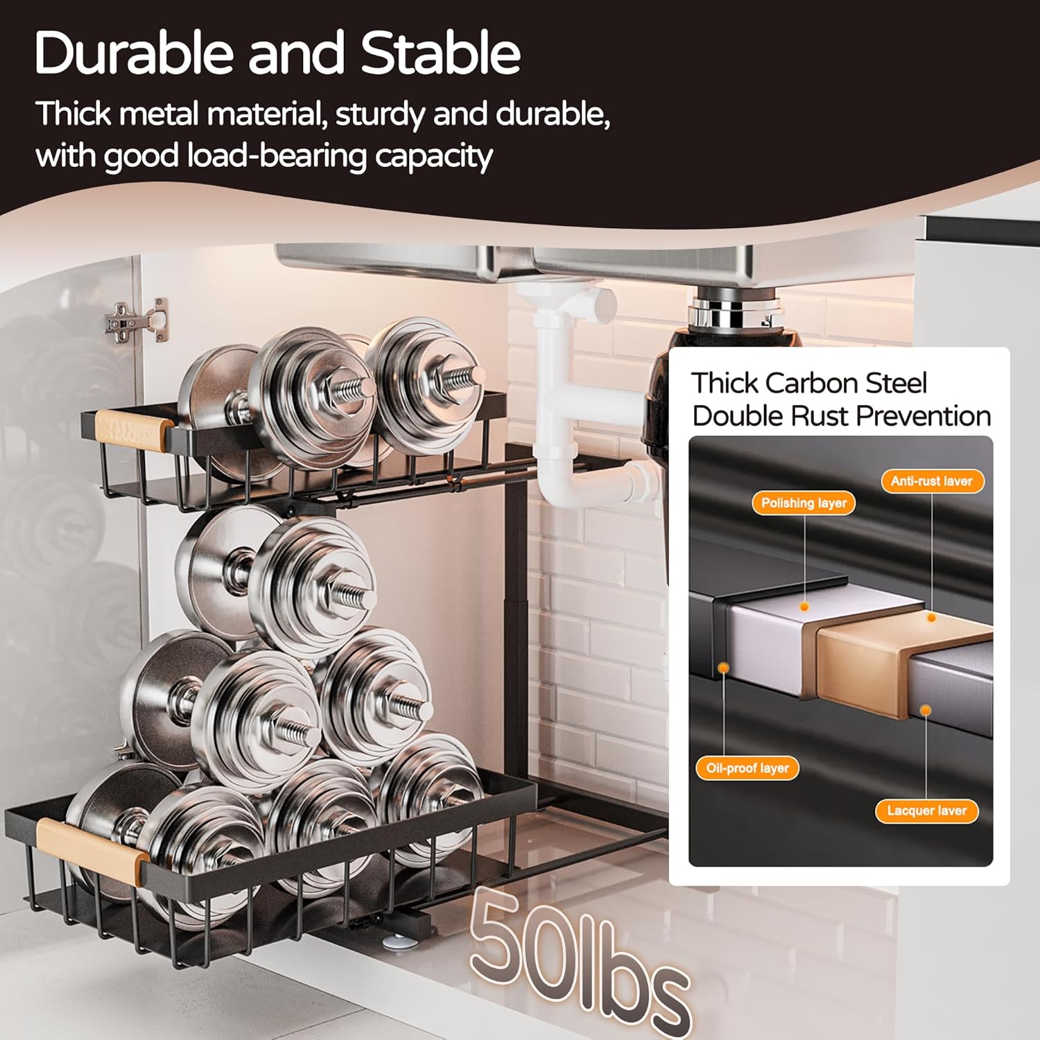 Thumbnail 6 de ADBIU 2-Tier Under Sink Organizer, 2 Pack ⚙