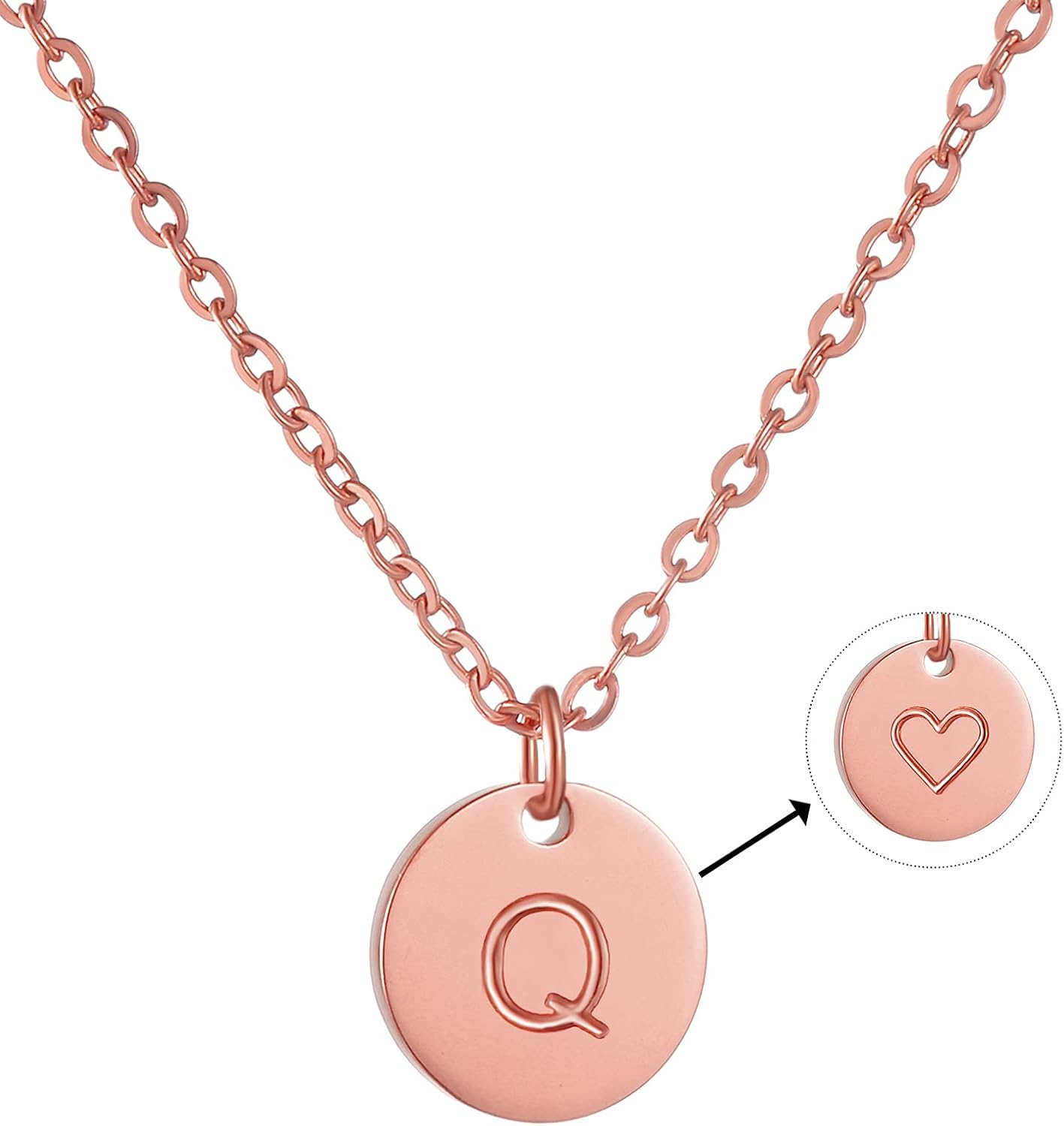 Thumbnail 6 de AFSTALR Damen Initialen-Kette mit Buchstaben-Anhänger und Herzen (Edelstahl) – B – Gold/Roségold/Silber