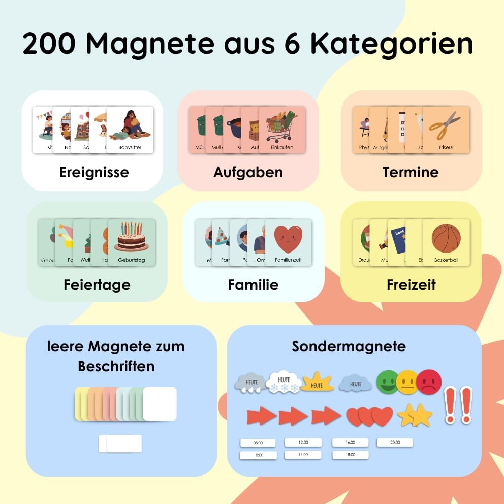 Detalle de Rabano Art Wochenplaner fĂŒr Kinder mit 200 Magneten đ§Č