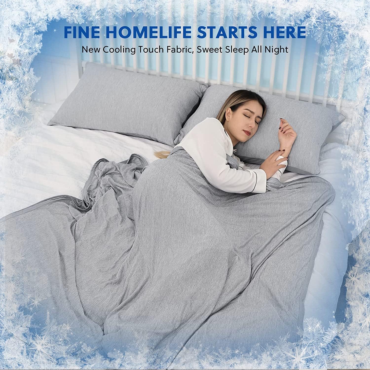 Detalle 2 de HOMFINE Couverture Rafraîchissante d'Été Adultes – Q-Max>0.45, Double Face, 200 x 220 cm, Gris