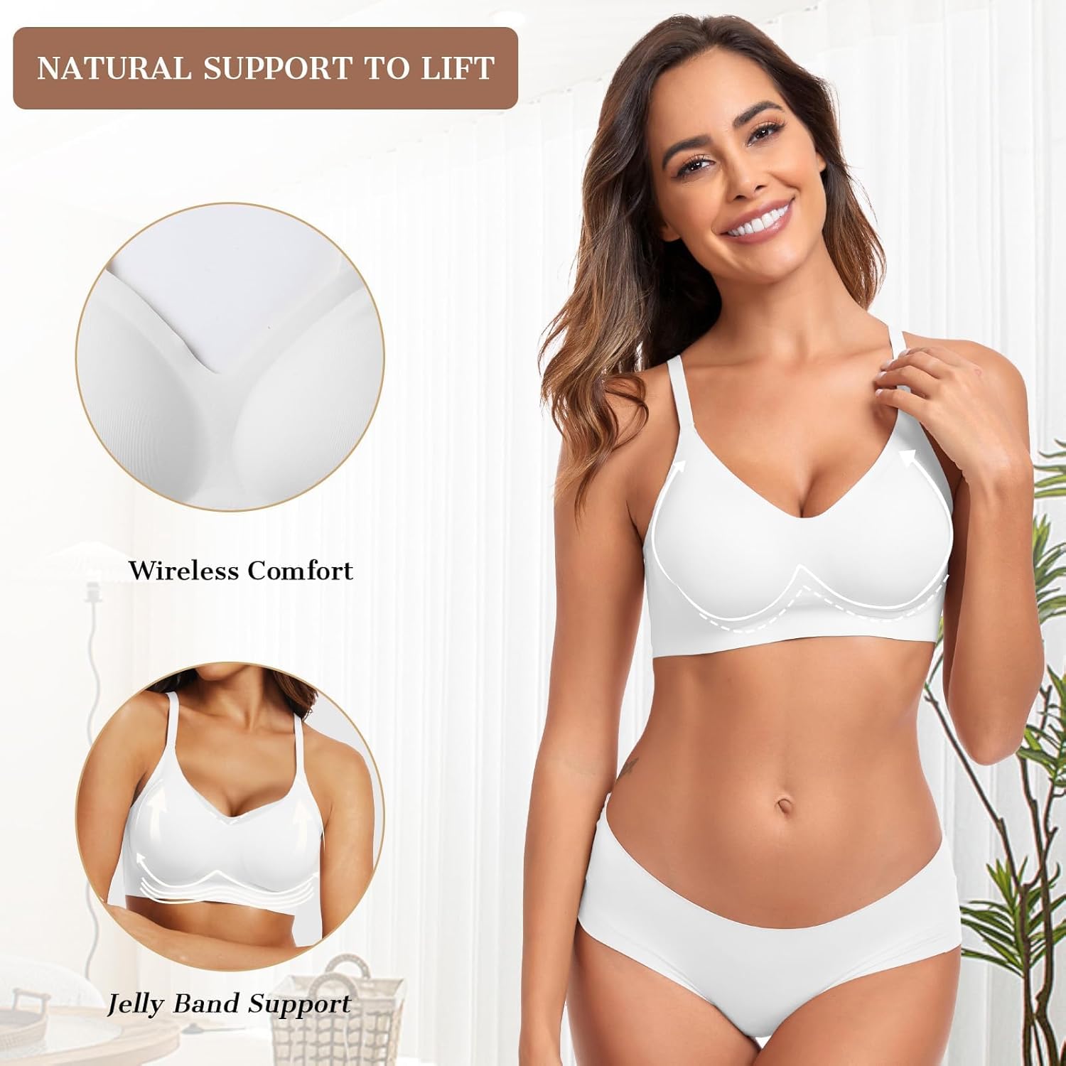 Thumbnail 1 de OEAK Women’s Wireless Jelly Bra (No Underwire) — Seamless Push-Up Lift T-Shirt Bralette