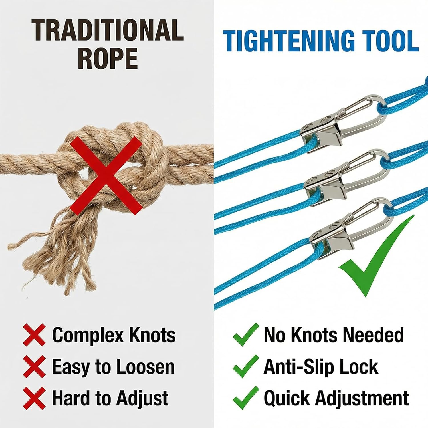 Thumbnail 2 de 6-Pack Retractable Rope Tie-Downs with Roller Tensioner (Nylon Blend) for Camping, Boating & Home Storage