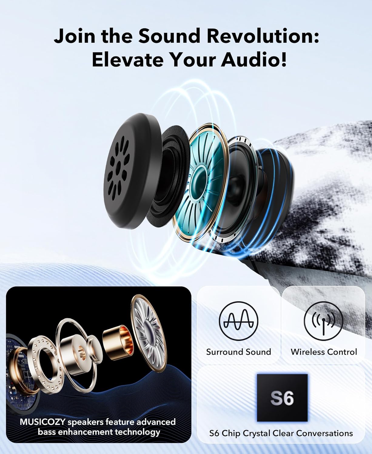 Detalle 2 de MUSICOZY Sleep Headphones with Bluetooth 5.4