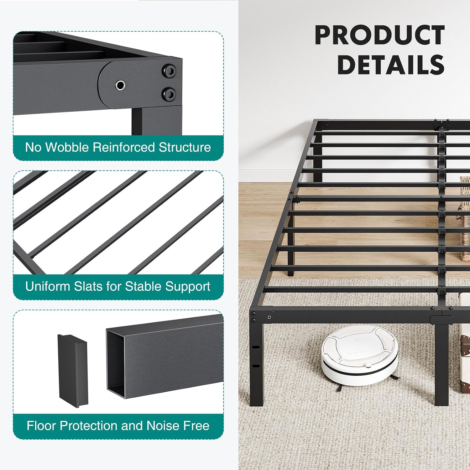 Thumbnail 5 de OLIXIS Metal Bed Frame, 14-inch clearance