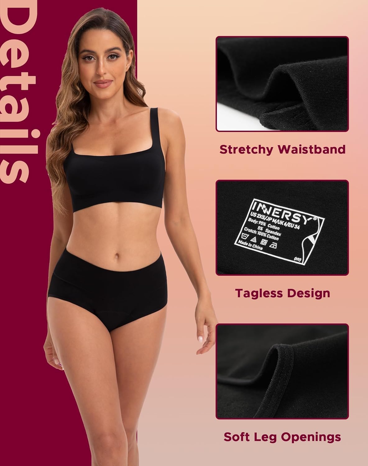Thumbnail 1 de INNERSY Period Underwear for Women: High-Waisted, Leak-Proof Postpartum Panties (3-Pack)