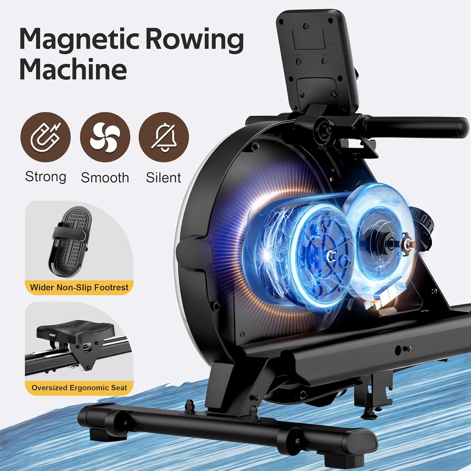 Detalle 1 de LABGREY magnetic rowing machine, 350LB capacity