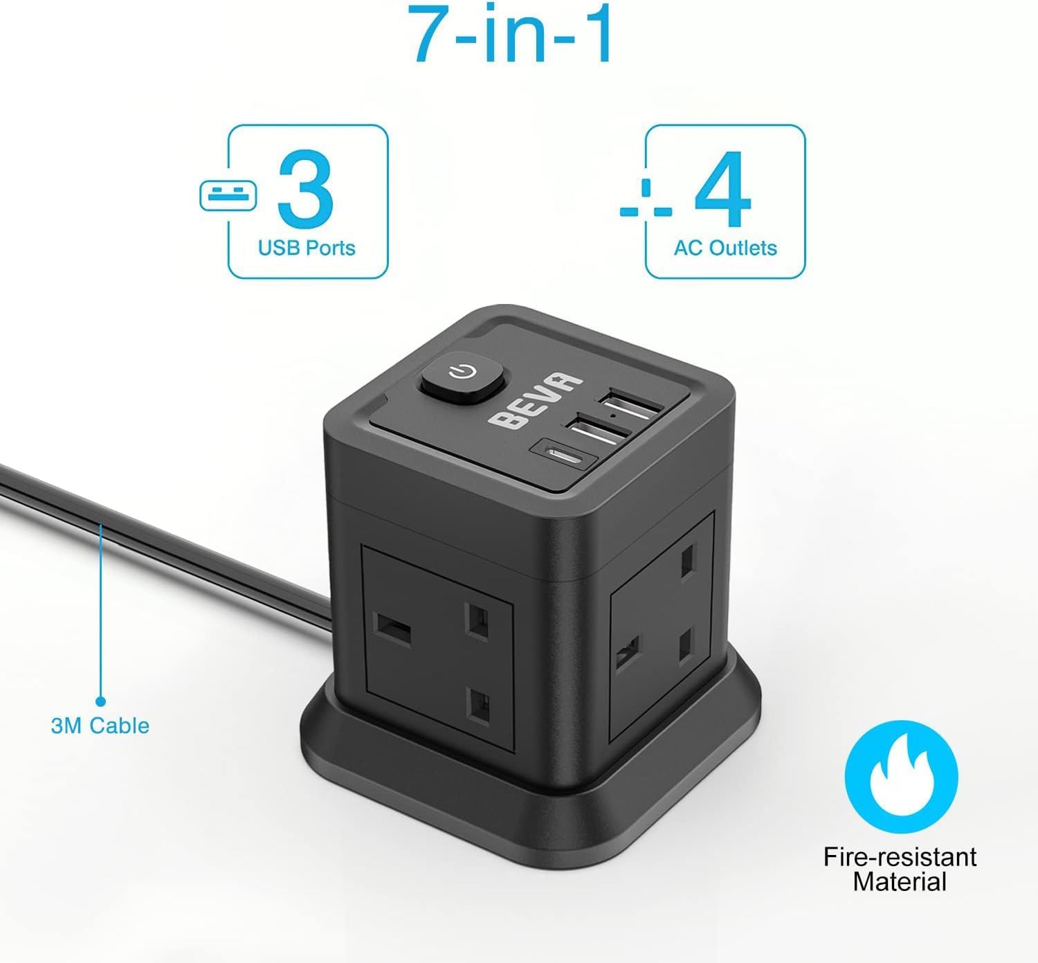 Detalle de Power Cube extension lead with 3 USB
