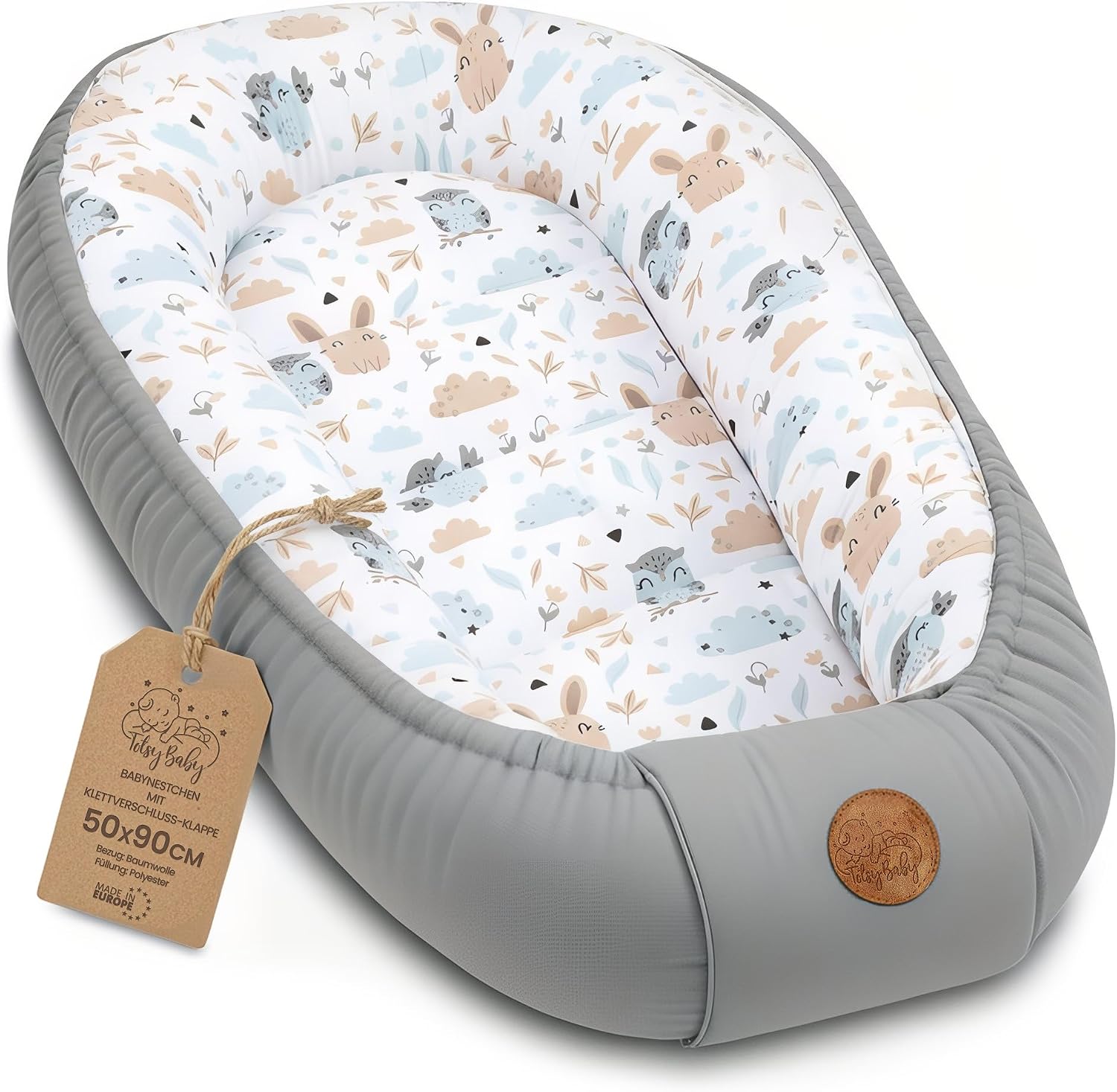 Thumbnail 6 de Baby nest Cocoonababy trasportabile riduttore lettino neonato 90x50 cm beige con stelle bianche