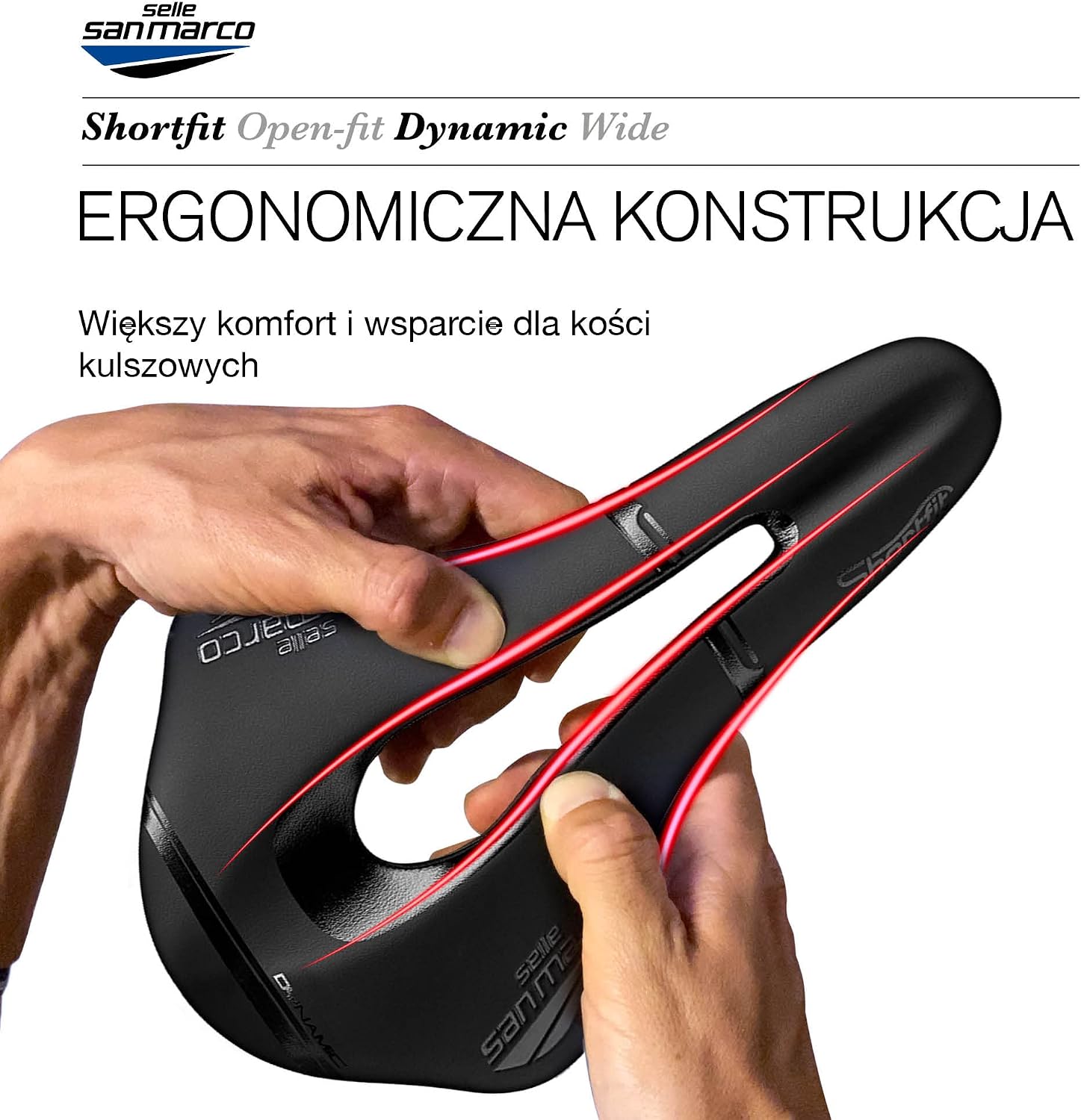 Detalle 2 de Selle San Marco Shortfit Racing – siodełko rowerowe Open-Fit z ramą Chromoly