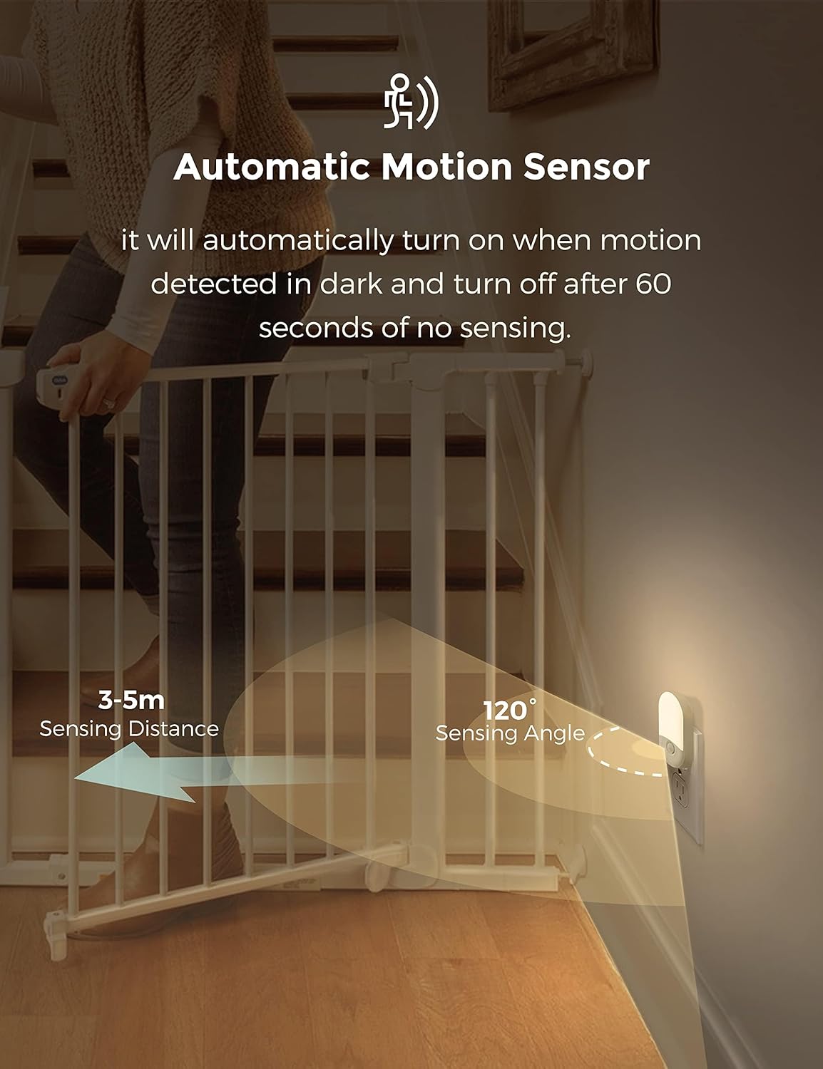 Detalle 2 de L LOHAS LED WL Motion Sensor Night Lights, 30/60 lm, 3000K, 4-Pack