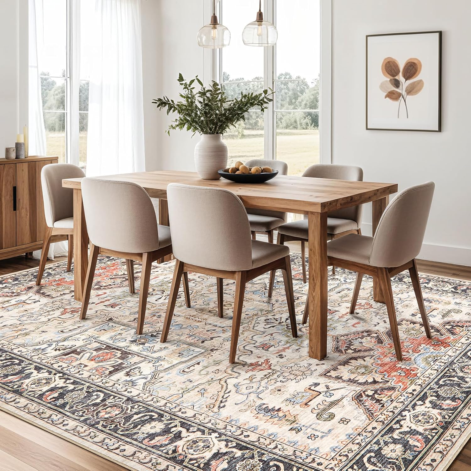 Thumbnail 6 de homewill 9x12 Area Rugs: Ultra-Thin, washable, vintage floral with non-slip back