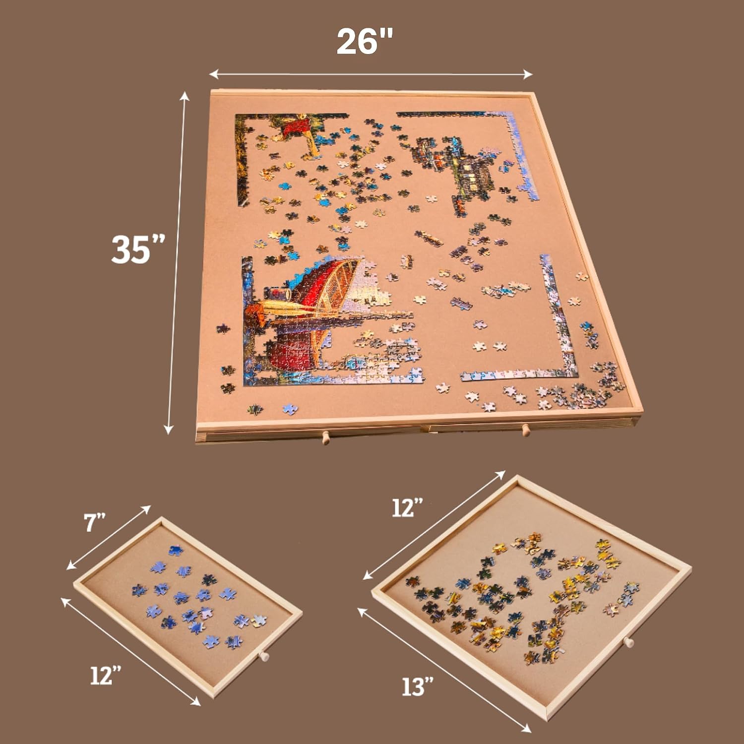 Detalle 2 de Wooden Puzzle Board 35 x 26 inch 🎲