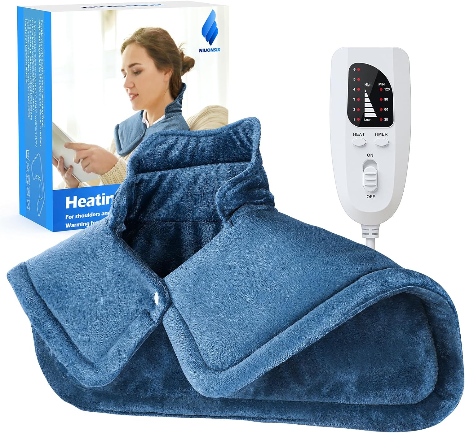 Detalle de NIUONSIX SN-S Heating Pad for Neck, Shoulders & Back, 2lb Weighted Wrap