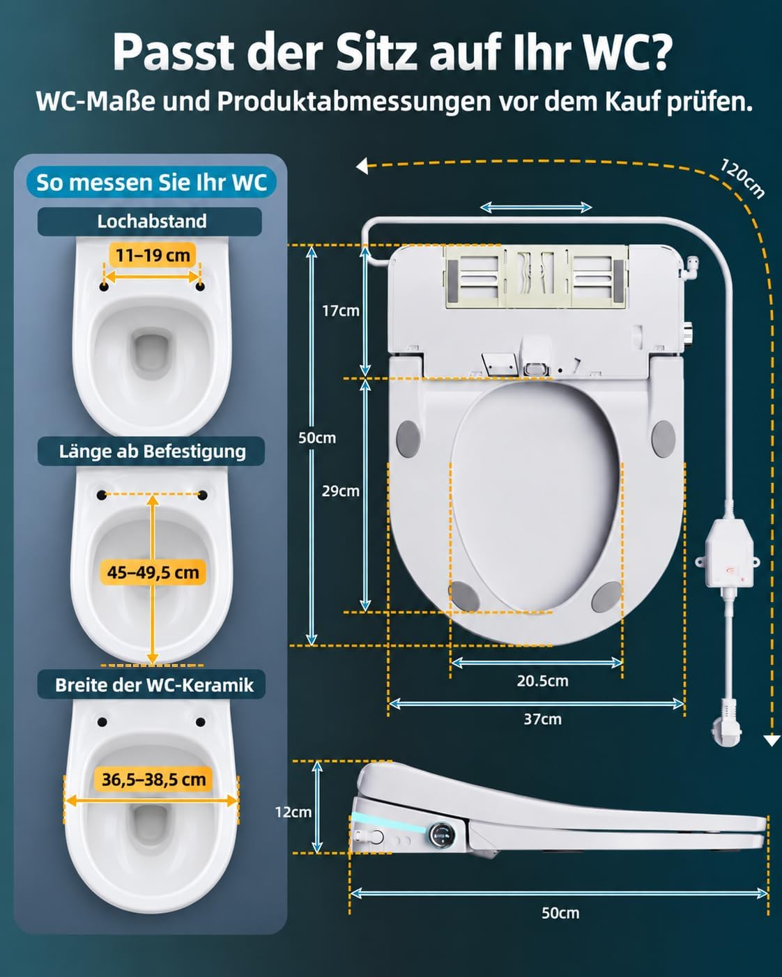 Detalle 2 de Sanyipace SU01B-DE slimme toiletzitting met bidet, warm water en sensorbediening
