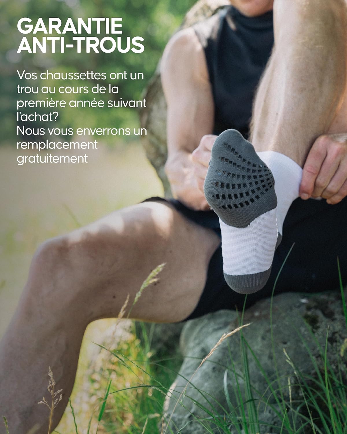 Detalle de Danish Endurance Chaussettes de course anti-dérapantes avec support cheville (2 paires)
