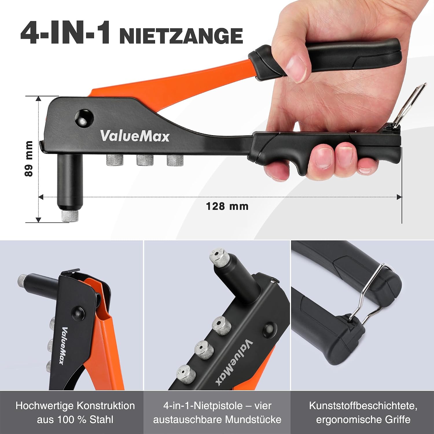 Thumbnail 2 de ValueMax 4-in-1 Blindnietzange mit 200 Nieten – vielseitiges Handnietwerkzeug
