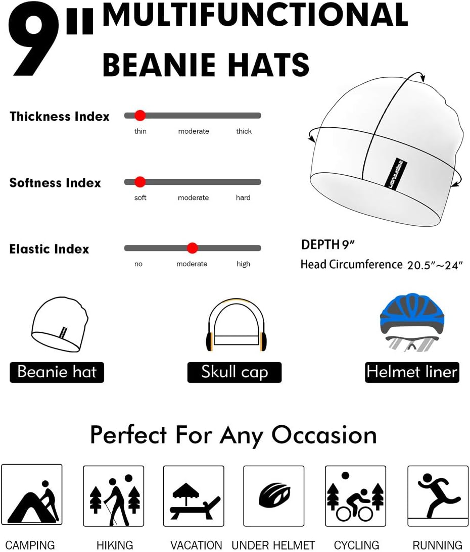 Detalle de EMPIRELION 9" leichte multifunktionale Running Beanie / Skull Cap als Helmfutter (UPF 30) für Damen & Herren