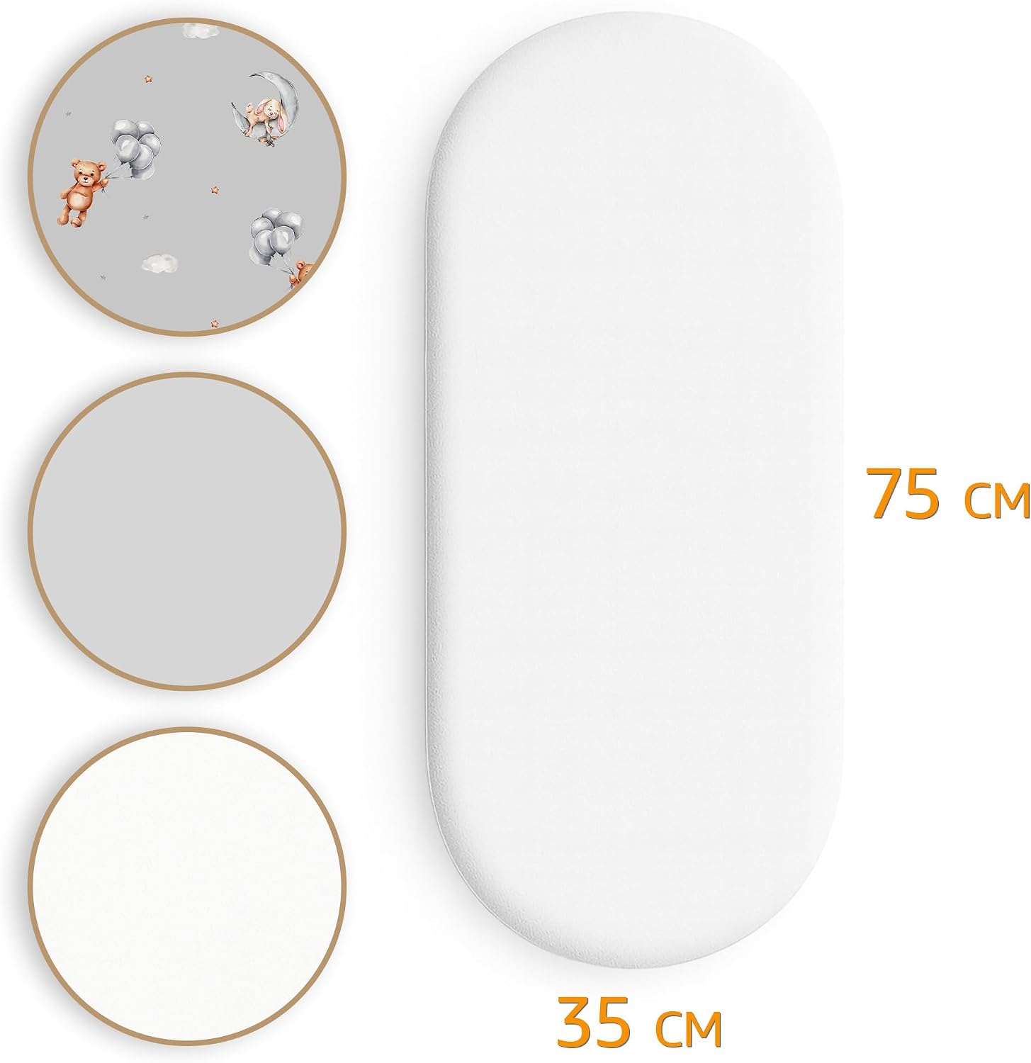 Detalle 2 de Totsy Baby Spannbettlaken Kinderwagen/Beistellbett 3er-Set 35x75 cm (2x Bettlaken + 1x wasserdichter Matratzenschoner)