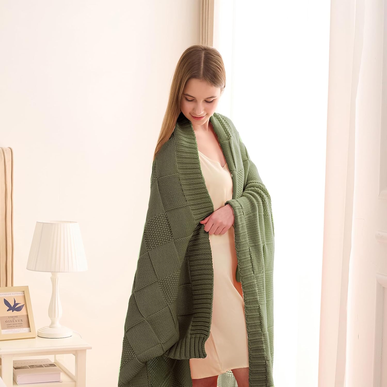 Detalle 2 de CozeCube Check Knit Throw Blanket 60ร80" ๐