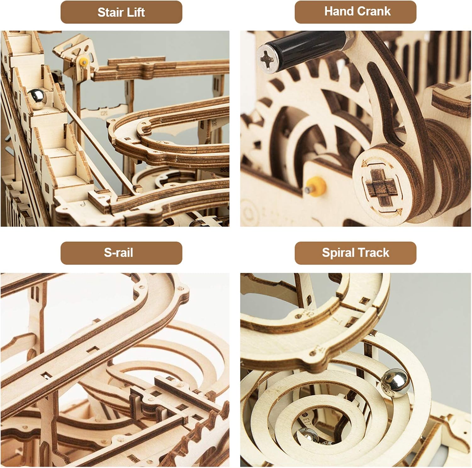 Thumbnail 1 de ROKR Waterwheel Coaster puzzle 3D in legno tagliato a laser con meccanismo a biglie (kit fai-da-te)