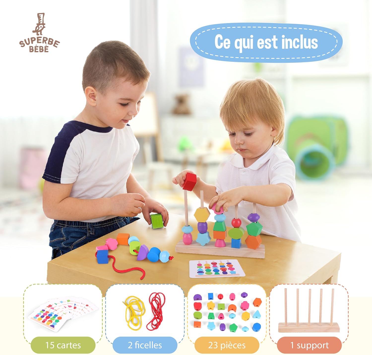Thumbnail 3 de Jouet Montessori en Bois à Empiler et Tri pour Bébé et Enfant – SUPERBE BEBE