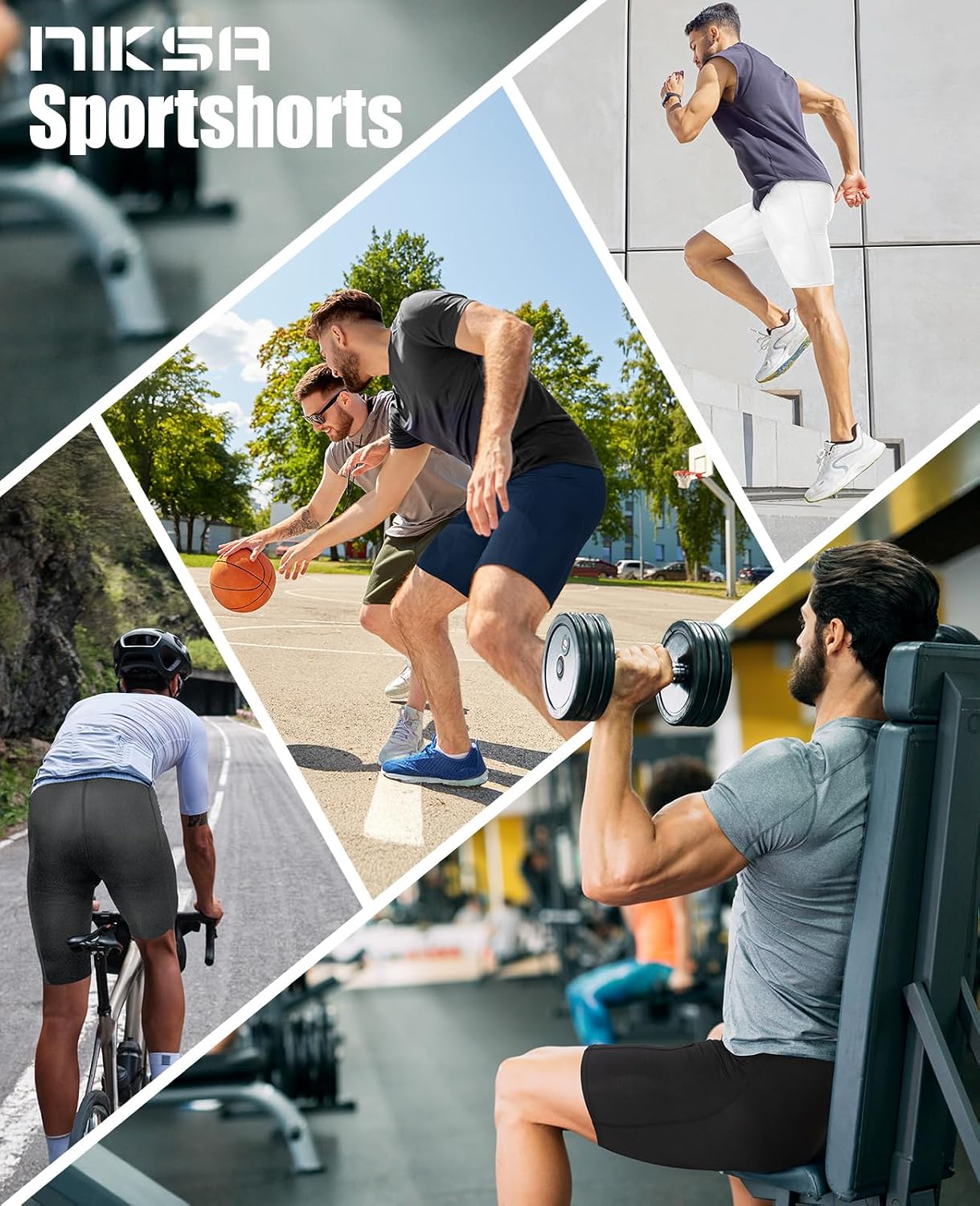 Detalle 2 de Niksa 1/3er Pack Herren Kompressionsshorts – schnelltrocknendes Base Layer mit Handyfach