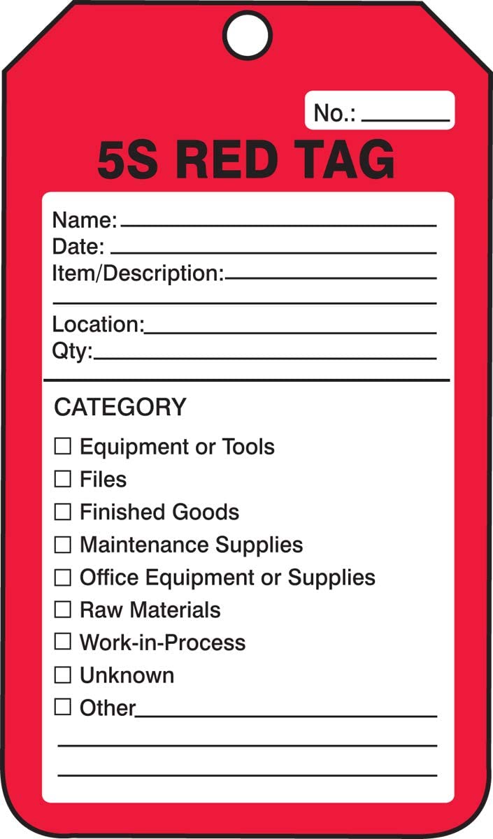 Detalle 1 de Accuform Signs MMT105CTP productiecontroletag, 5S Red Tag, rood, 25 stuks