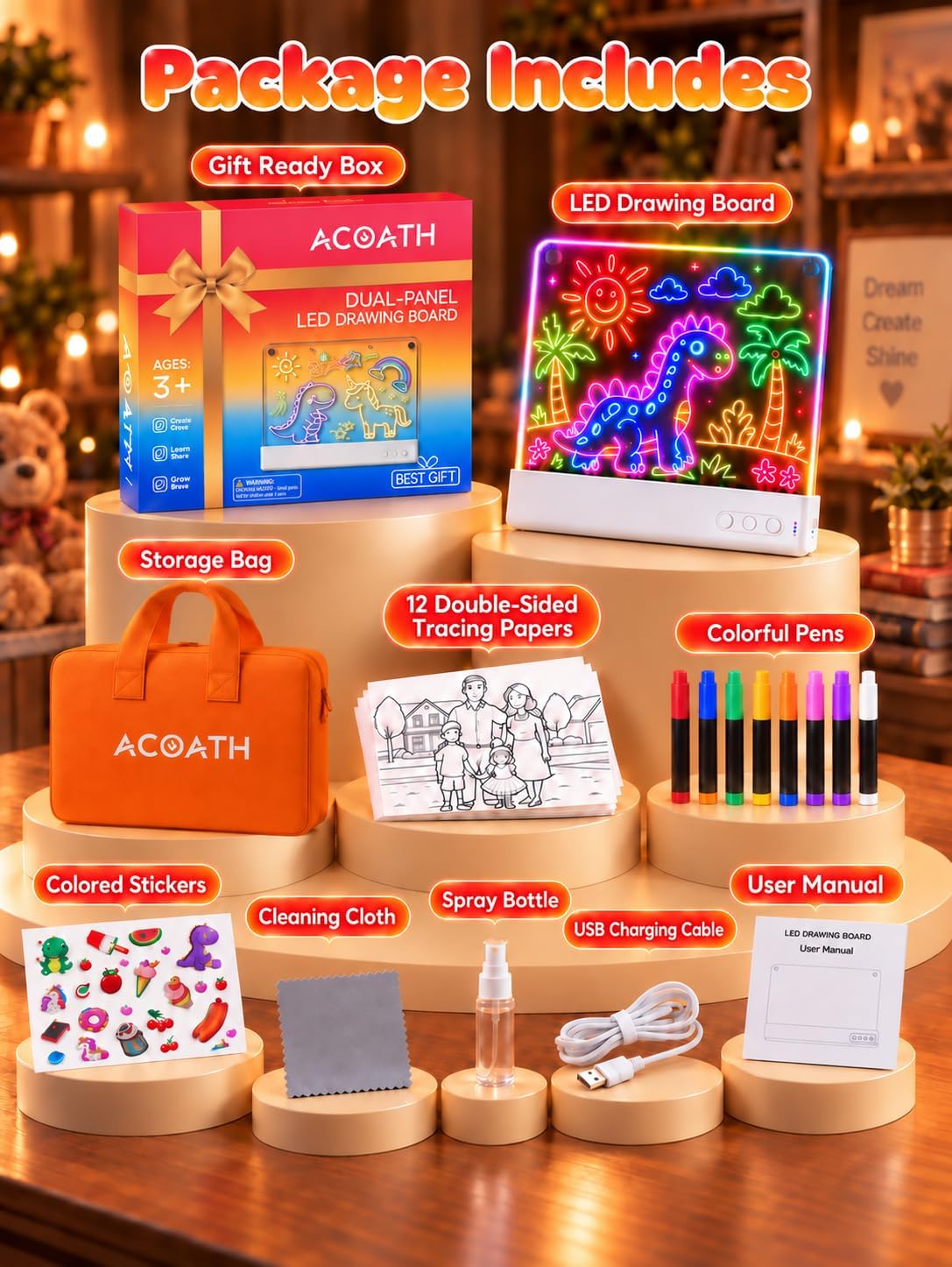 Detalle de Acoath LED Drawing Board, 16-Inch