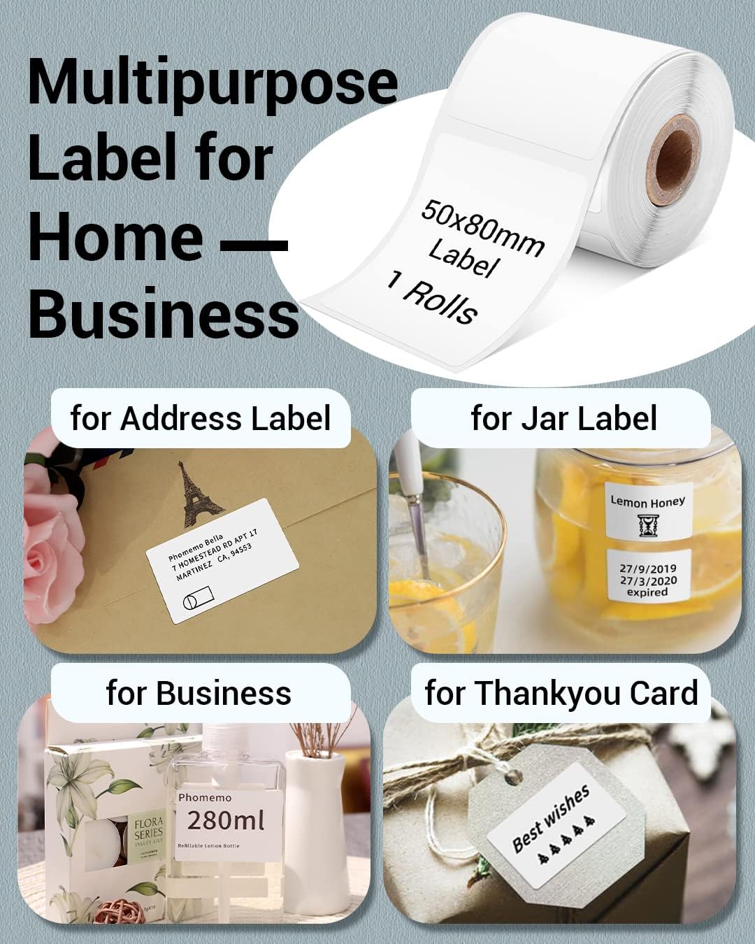 Thumbnail 4 de Phomemo PM-M110-5080 Thermal Labels, 50×80mm Water-Resistant White Stickers