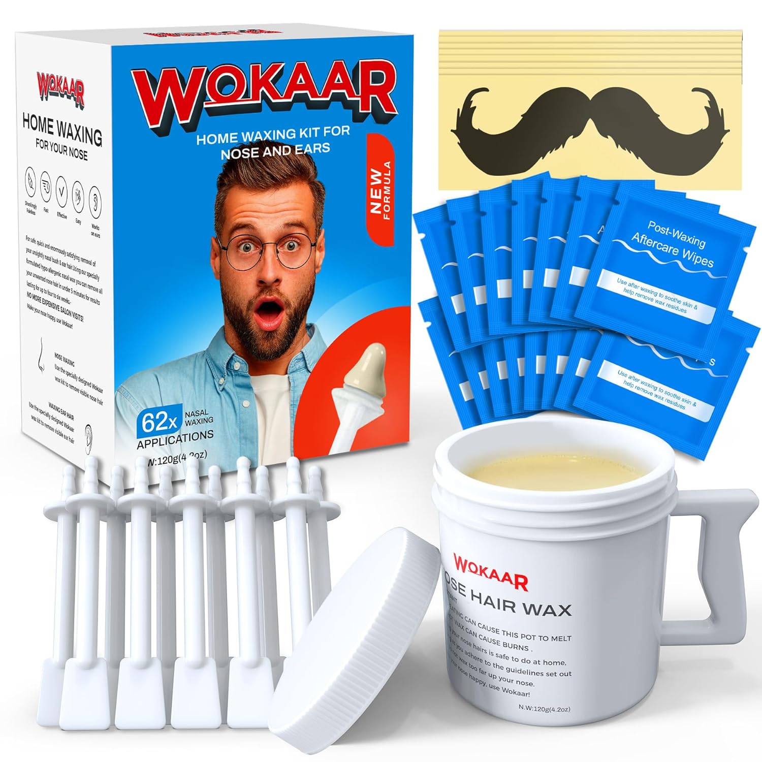 Detalle 2 de Wokaar Nose Wax Kit for Men & Women (Nose & Ear Hair Removal) | 100g Wax + 30 Applicators