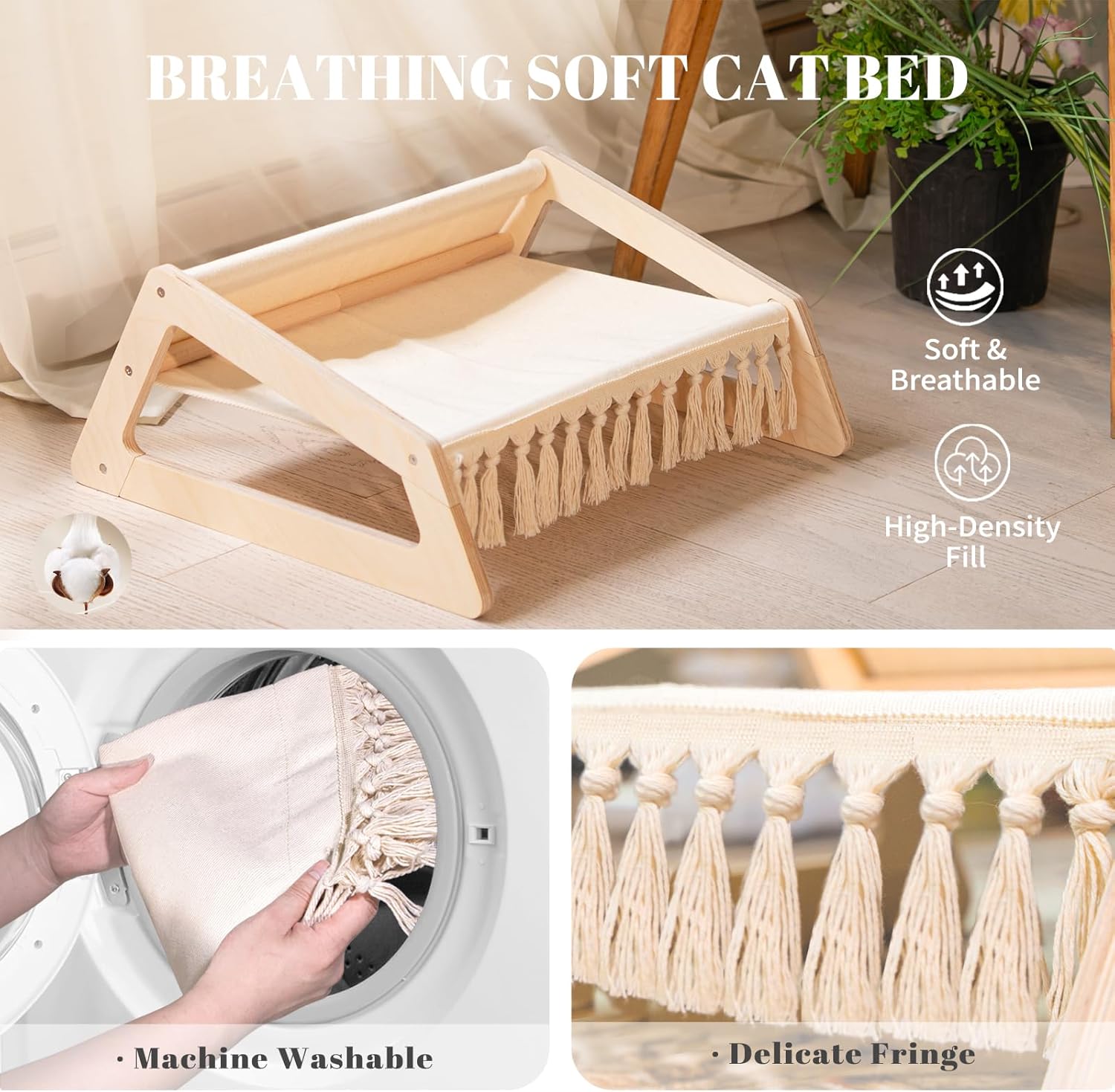 Thumbnail 2 de CheerPals Elevated Flower Cat Bed (55cm) – large cat sofa chair with elastic soft cushion