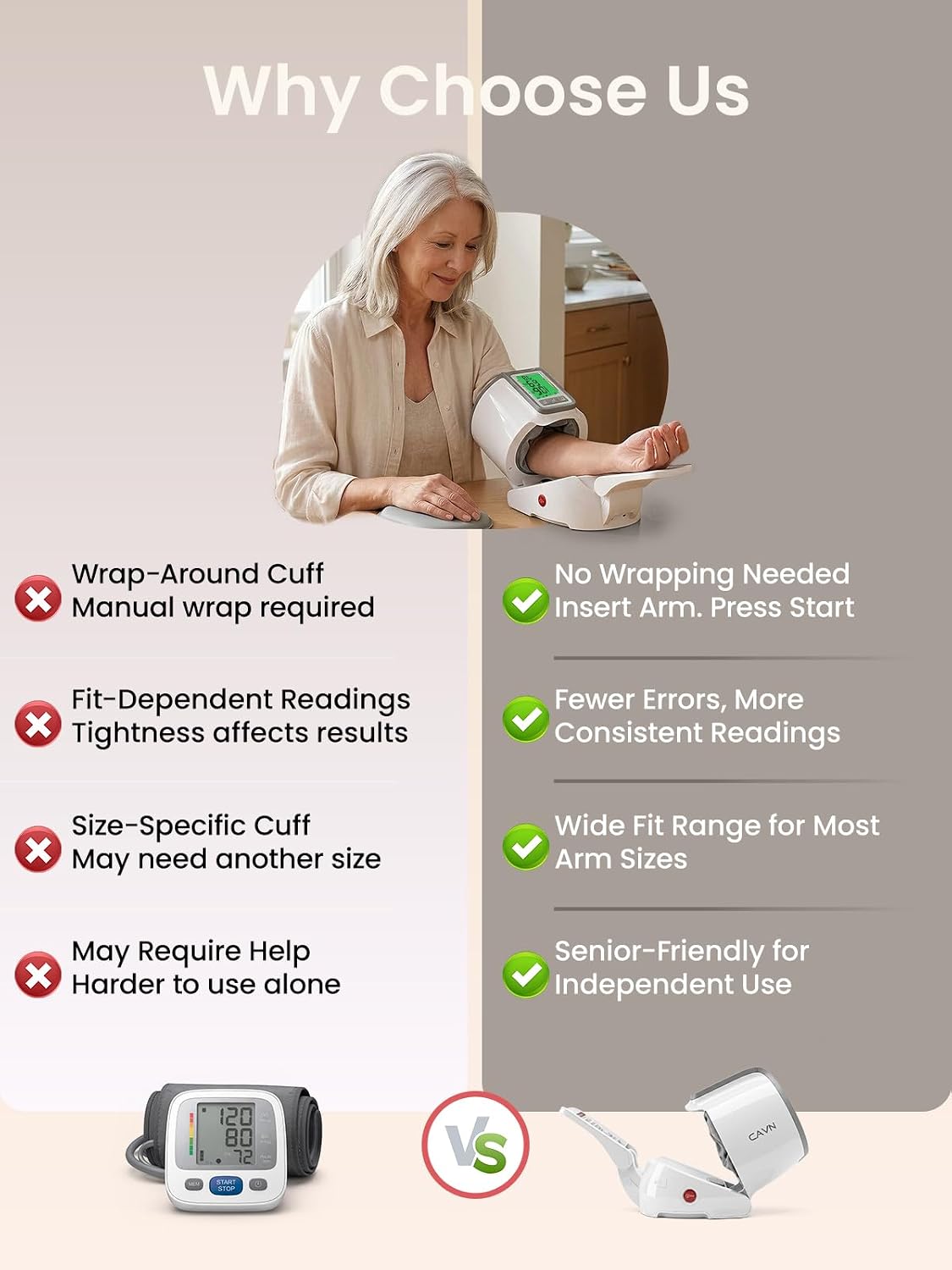 Thumbnail 6 de CAVN CH-S693L No-Wrap Upper Arm Blood Pressure Monitor, 2-User Memory