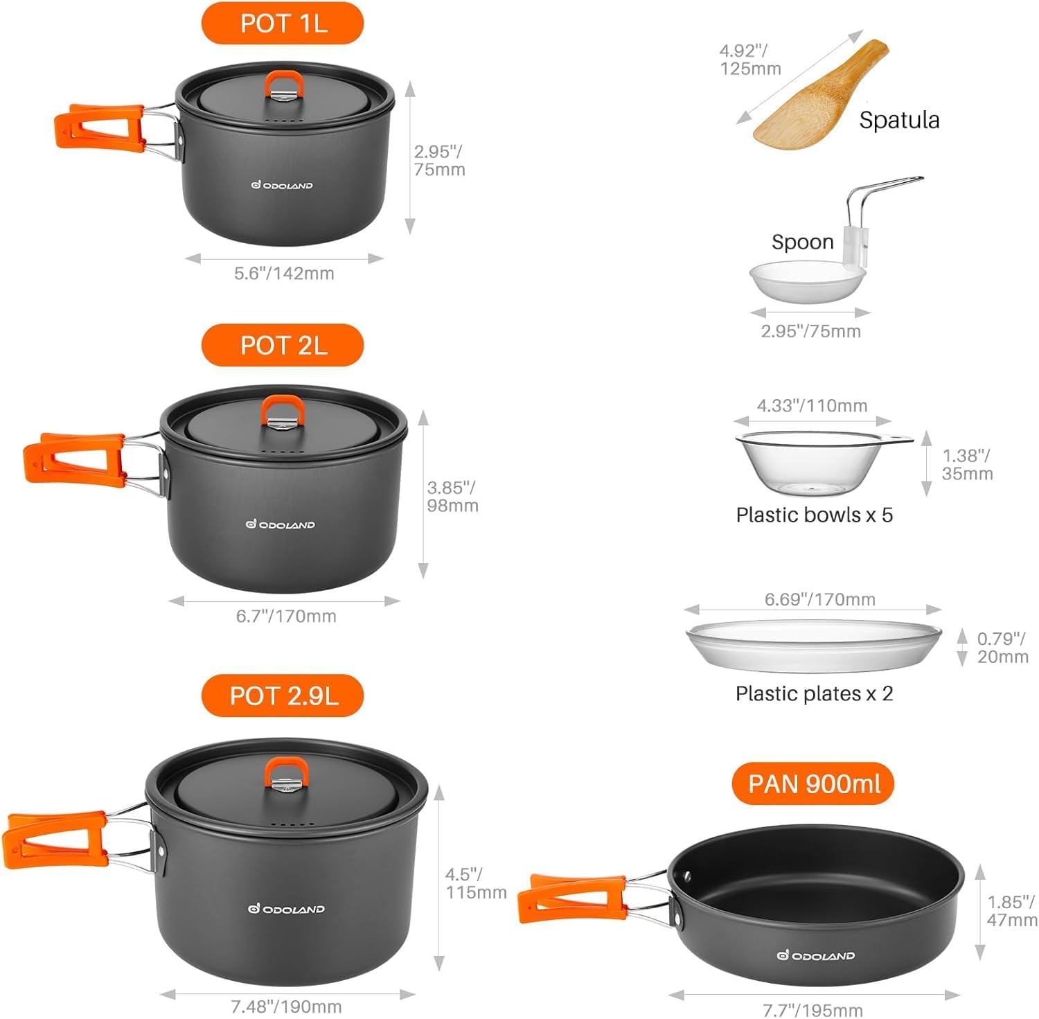 Detalle de Odoland Camping Cookware Set Review: Lightweight Non-Stick Kit for 4–6